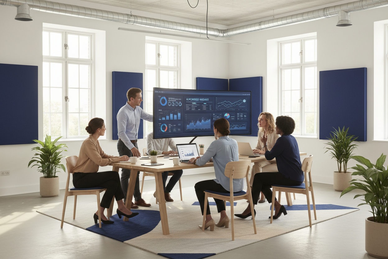 Team collaboration in modern office environment